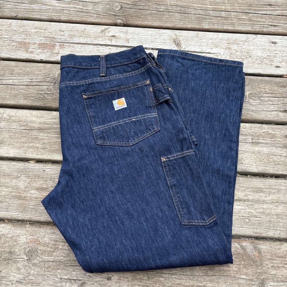 Carhartt Men's  Jeans38x32 Straight Leg Relaxed Dark Wash Rugged Flex Carpenter